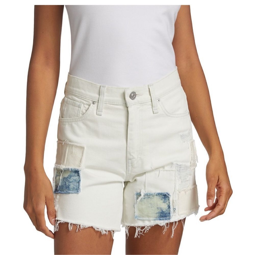 Hudson Jeans
Devon High-Rise Patchwork Boyfriend Shorts